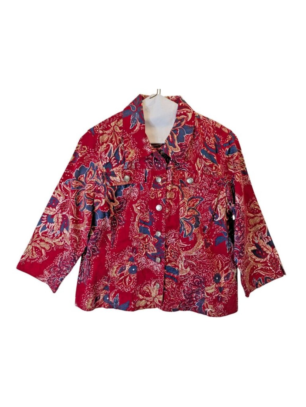 Napa Valley PS Red Paisley Western Jacket Blouse Button Up Petite Small Top